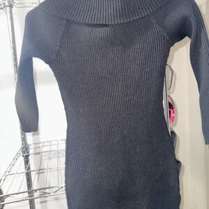 Women's Black Ribbed Sweater Dress